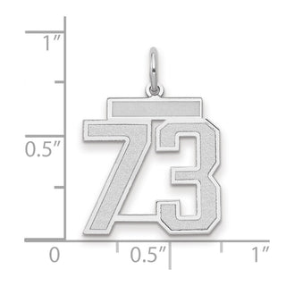 14k White Gold Medium Satin Number 73 Charm