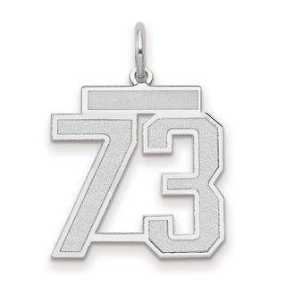 14k White Gold Medium Satin Number 73 Charm