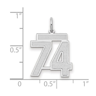 14k White Gold Medium Satin Number 74 Charm