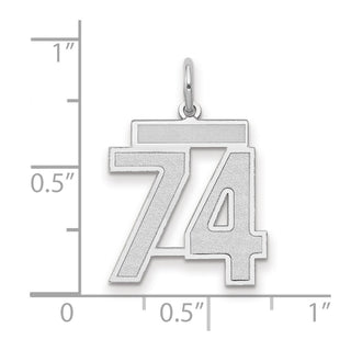 14k White Gold Medium Satin Number 74 Charm
