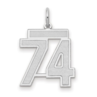 14k White Gold Medium Satin Number 74 Charm