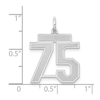 14k White Gold Medium Satin Number 75 Charm