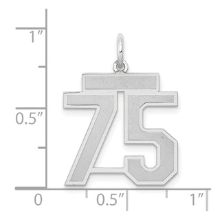 14k White Gold Medium Satin Number 75 Charm