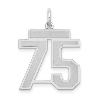 14k White Gold Medium Satin Number 75 Charm