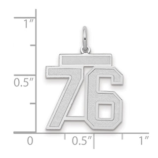 14k White Gold Medium Satin Number 76 Charm
