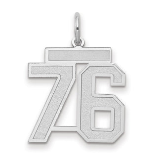 14k White Gold Medium Satin Number 76 Charm