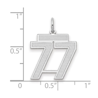 14k White Gold Medium Satin Number 77 Charm