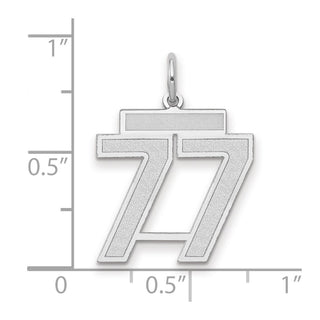 14k White Gold Medium Satin Number 77 Charm
