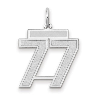14k White Gold Medium Satin Number 77 Charm