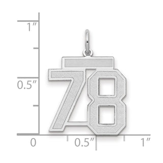 14k White Gold Medium Satin Number 78 Charm