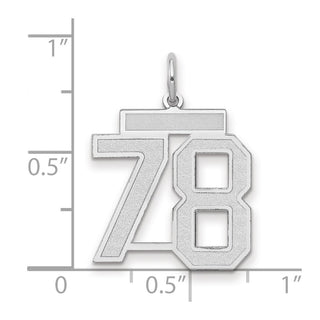 14k White Gold Medium Satin Number 78 Charm