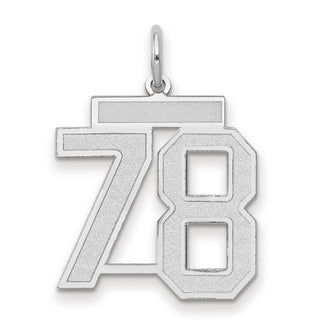 14k White Gold Medium Satin Number 78 Charm