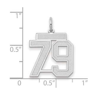14k White Gold Medium Satin Number 79 Charm