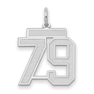 14k White Gold Medium Satin Number 79 Charm