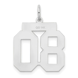 14k White Gold Medium Satin Number 80 Charm