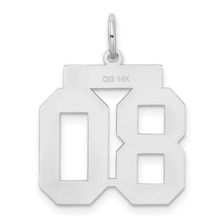 14k White Gold Medium Satin Number 80 Charm