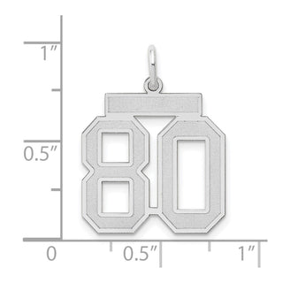 14k White Gold Medium Satin Number 80 Charm