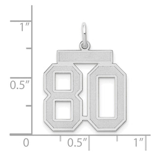14k White Gold Medium Satin Number 80 Charm