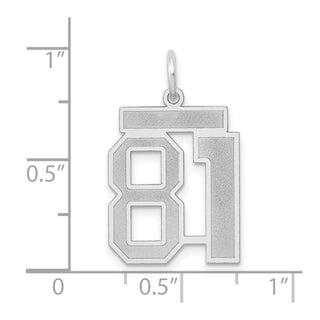 14k White Gold Medium Satin Number 81 Charm