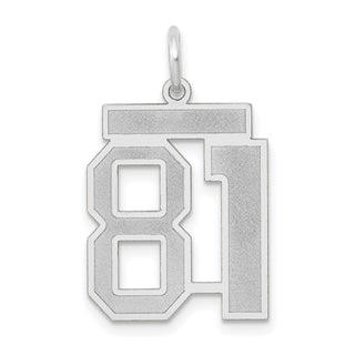 14k White Gold Medium Satin Number 81 Charm