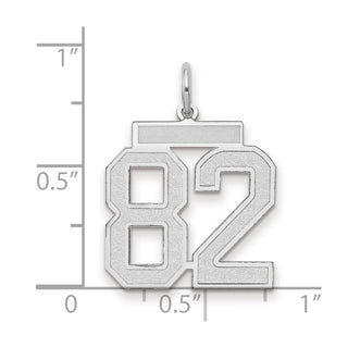 14k White Gold Medium Satin Number 82 Charm
