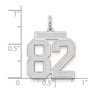 14k White Gold Medium Satin Number 82 Charm