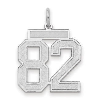 14k White Gold Medium Satin Number 82 Charm