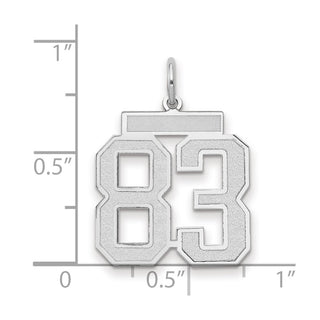 14k White Gold Medium Satin Number 83 Charm