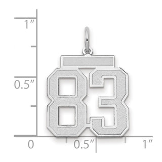 14k White Gold Medium Satin Number 83 Charm