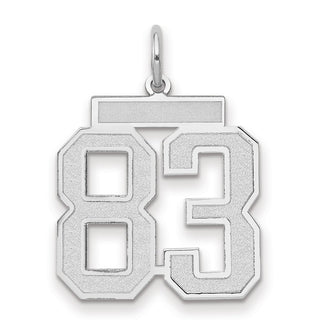 14k White Gold Medium Satin Number 83 Charm