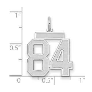 14k White Gold Medium Satin Number 84 Charm