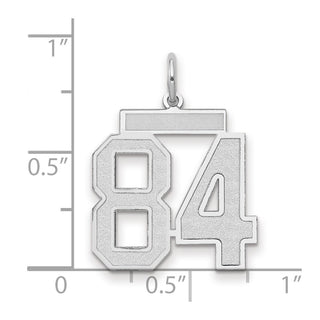 14k White Gold Medium Satin Number 84 Charm