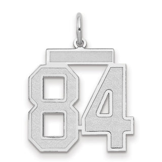 14k White Gold Medium Satin Number 84 Charm
