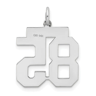 14k White Gold Medium Satin Number 85 Charm