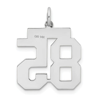 14k White Gold Medium Satin Number 85 Charm