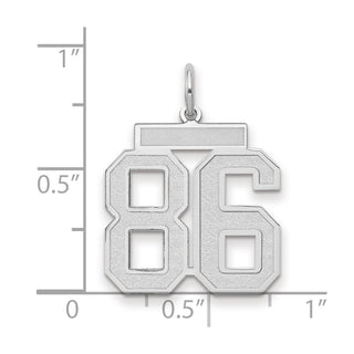 14k White Gold Medium Satin Number 86 Charm