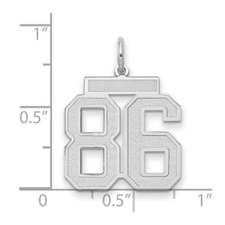 14k White Gold Medium Satin Number 86 Charm