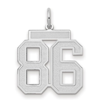14k White Gold Medium Satin Number 86 Charm