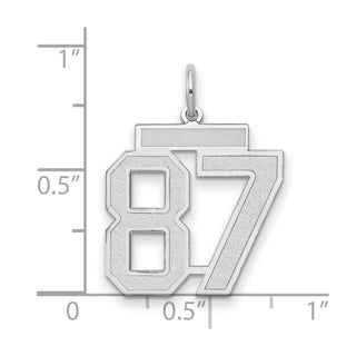 14k White Gold Medium Satin Number 87 Charm
