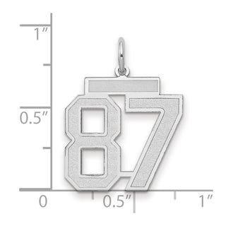 14k White Gold Medium Satin Number 87 Charm