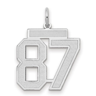 14k White Gold Medium Satin Number 87 Charm