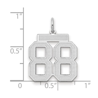14K White Gold Medium Satin Number 88 Charm