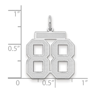 14K White Gold Medium Satin Number 88 Charm