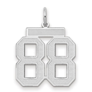 14K White Gold Medium Satin Number 88 Charm