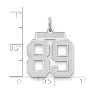 14k White Gold Medium Satin Number 89 Charm
