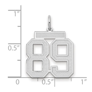 14k White Gold Medium Satin Number 89 Charm