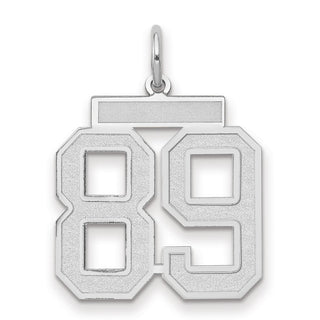 14k White Gold Medium Satin Number 89 Charm