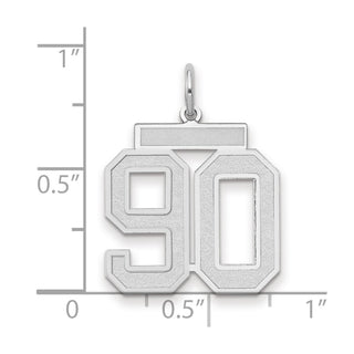 14k White Gold Medium Satin Number 90 Charm