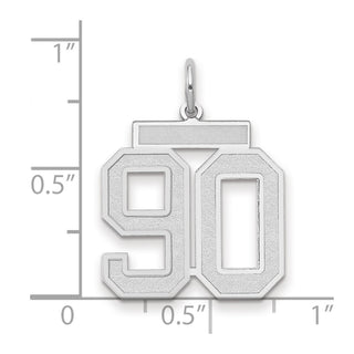 14k White Gold Medium Satin Number 90 Charm