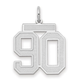 14k White Gold Medium Satin Number 90 Charm